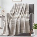 Wrengonge Taupe Throw Blanket, 50X70 Soft Cozy Microfiber Striped Throw Blankets For Couch, Sofa, Bed, Travel, Lightweight Fluff