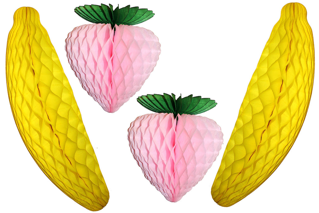 2-Pack 15 Inch Honeycomb Banana Decoration, Yellow