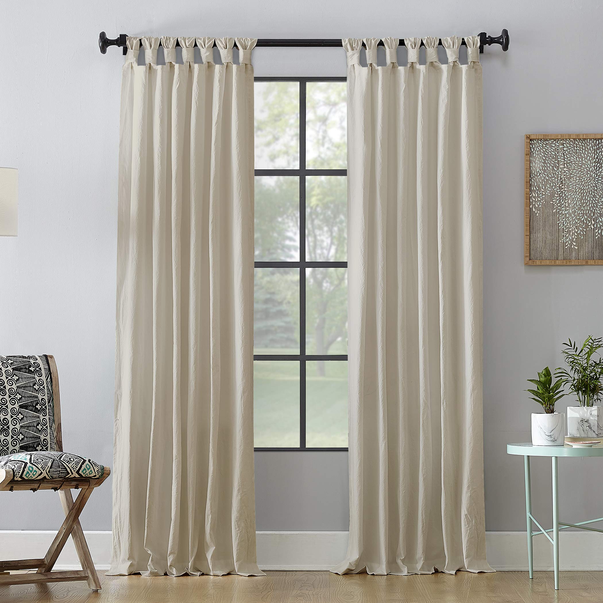Archaeo Washed Cotton Twist Tab Curtain, 52 x 84, Oatmeal