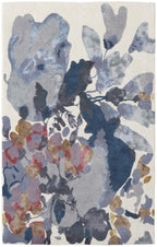 HomeRoots 513403 8 x 10 ft. Blue Gray & Pink Wool Floral Hand Tufted Handmade Rectangle Area Rug