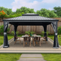 Kozyard Alexander 12' X 14' Hardtop Gazebo, Aluminum Metal Gazebo With Galvanized Steel Double Roof Canopy, Curtain And Netting,