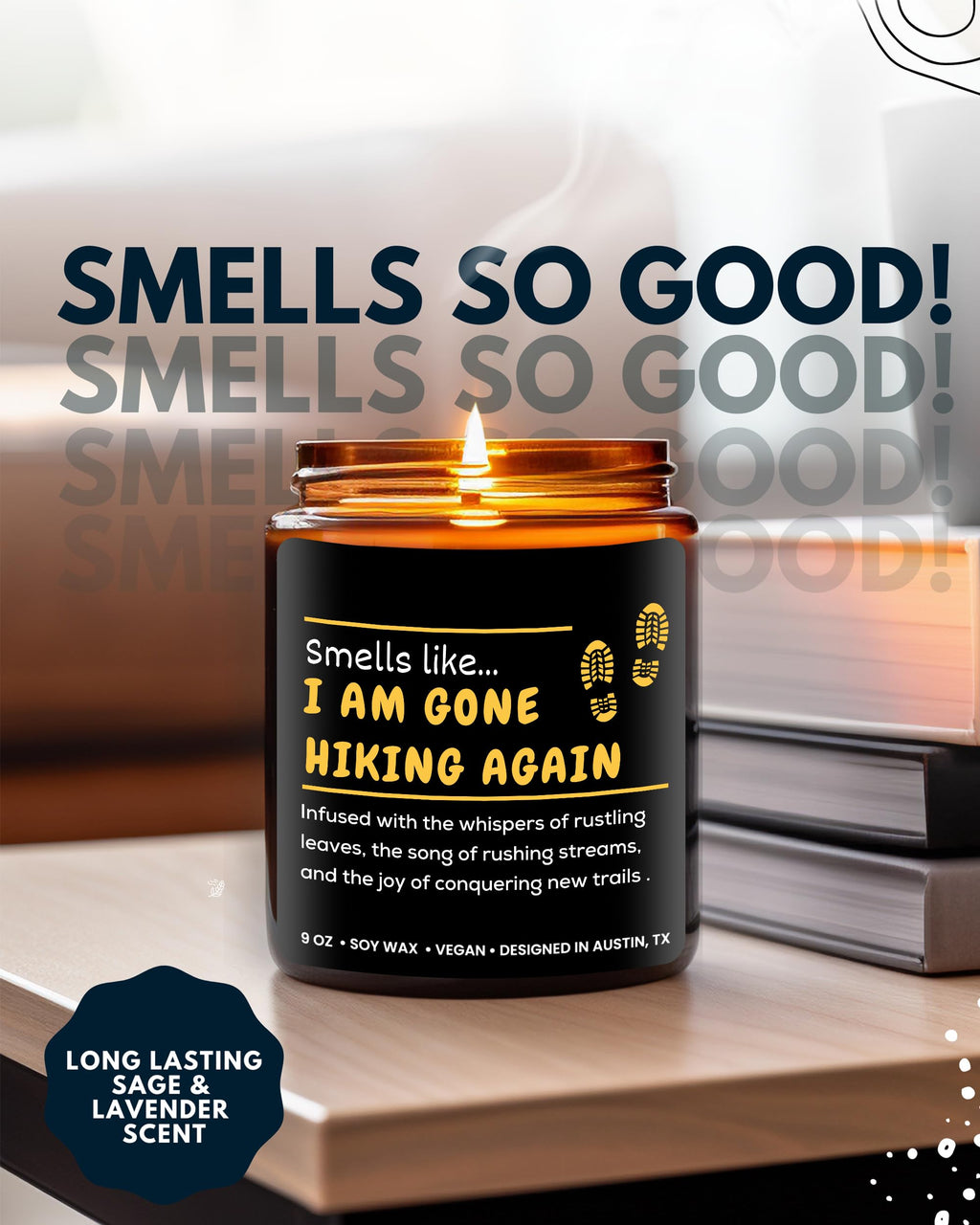 Hiking Candle, Best Hiking Gifts For Men & Women, Unique Hiker Gifts For Him & Her, Cool Gifts For Hikers, Hiking Themed Gifts F