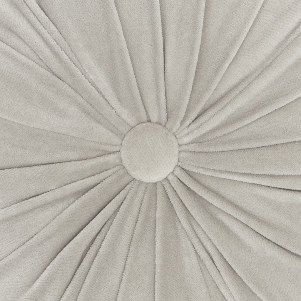 HomeRoots Rose Gold Cotton Velvet Light Gray Tufted Round Throw Pillow