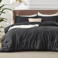 Bedsure King Size Comforter Set - Black King Comforter Set, Soft Bedding For All Seasons, Cationic Dyed Bedding Set, 3 Pieces, 1