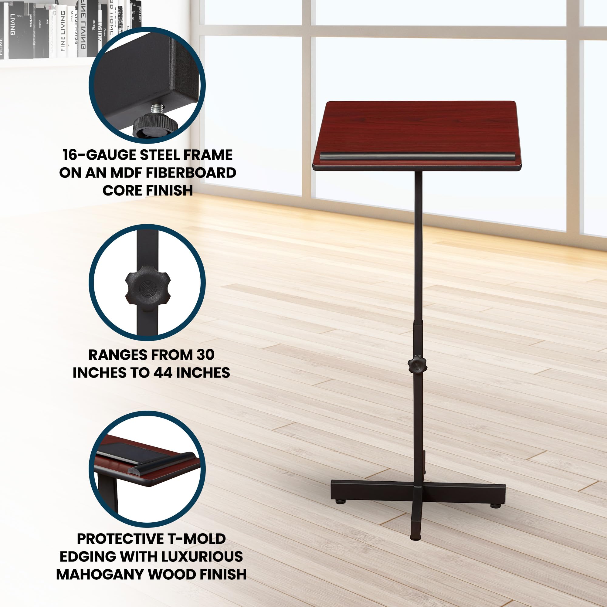 Oklahoma Sound Portable Presentation Lectern, Mahogany