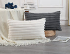 Panod Faux Fur Decorative Lumbar Throw Pillow Covers 12 X 26,Long Boho Lumbar Pillow Covers Pillow Case Cushion Case For Couch B