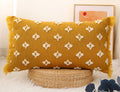 Drnou Boho Long Lumbar Pillow Cover 14X26 With Tassel,3D Flower Patterned Cotton Decorative Long Lumbar Pillow Cover Pillow Case