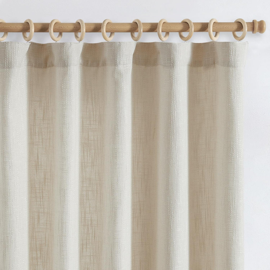 jinchan Burlap Look Curtains 84 Inches Long Linen Textured Curtains for Living Room Light Filtering Farmhouse Curtains Rod Pocke