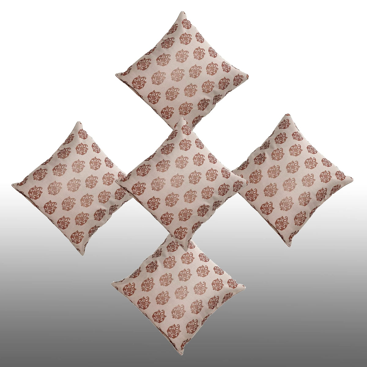 Pinkpparrot Jacquard Silk Designer 12X12 Inch Decorative Throw Pillow Covers/Cushion Covers  Set Of 5Code 00227