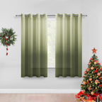 DWCN Faux Linen Ombre Sheer Curtains - Gradient Semi Voile Drapes Bedroom and Living Room Curtains, Set of 2 Grommet Top Window 