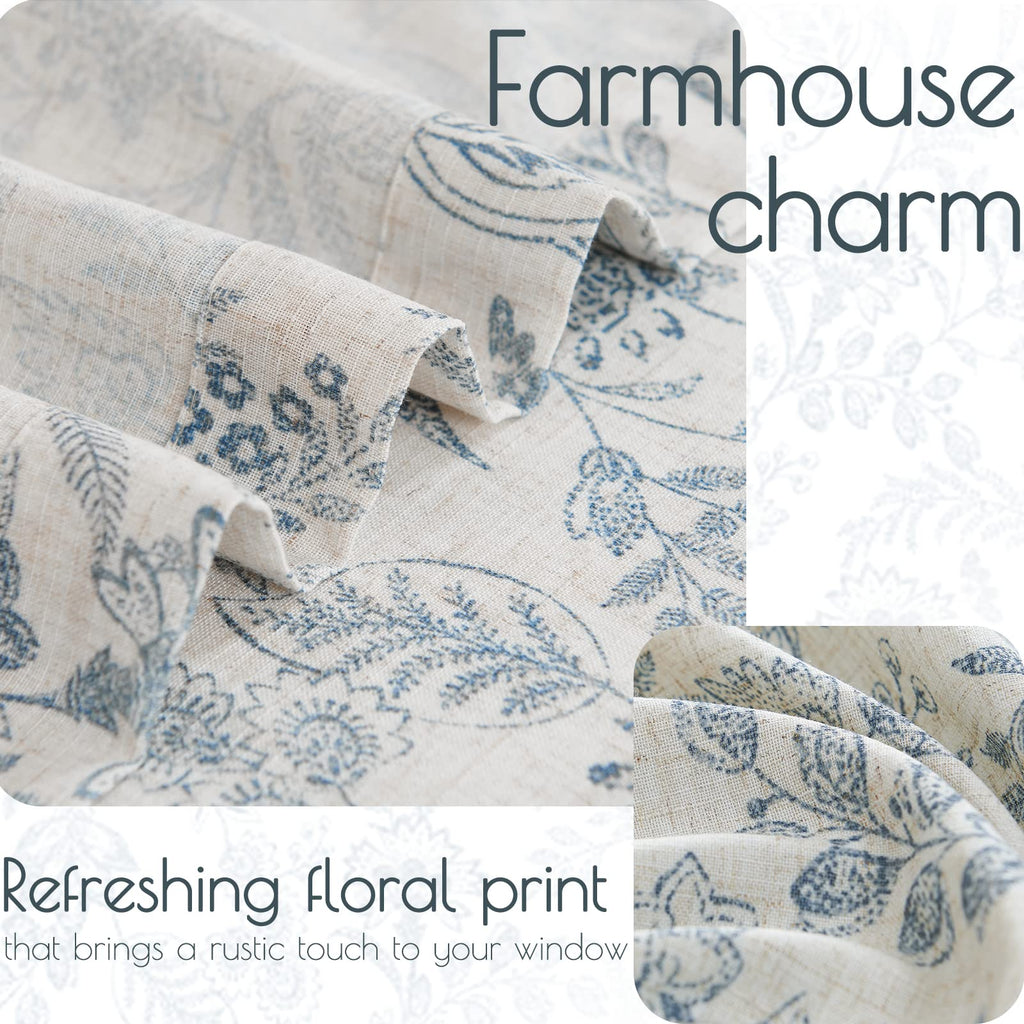 Jinchan Floral Kitchen Curtains 24 Inch Linen Tier Curtains Farmhouse Cafe Curtains Country Botanic Small Window Curtains Rod Po