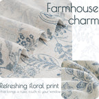 Jinchan Floral Kitchen Curtains 24 Inch Linen Tier Curtains Farmhouse Cafe Curtains Country Botanic Small Window Curtains Rod Po