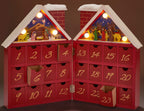 Brubaker Reusable Wooden Advent Calendar To Fill - Red Christmas House With Nativity Play And Led Lighting - Diy Christmas Calen