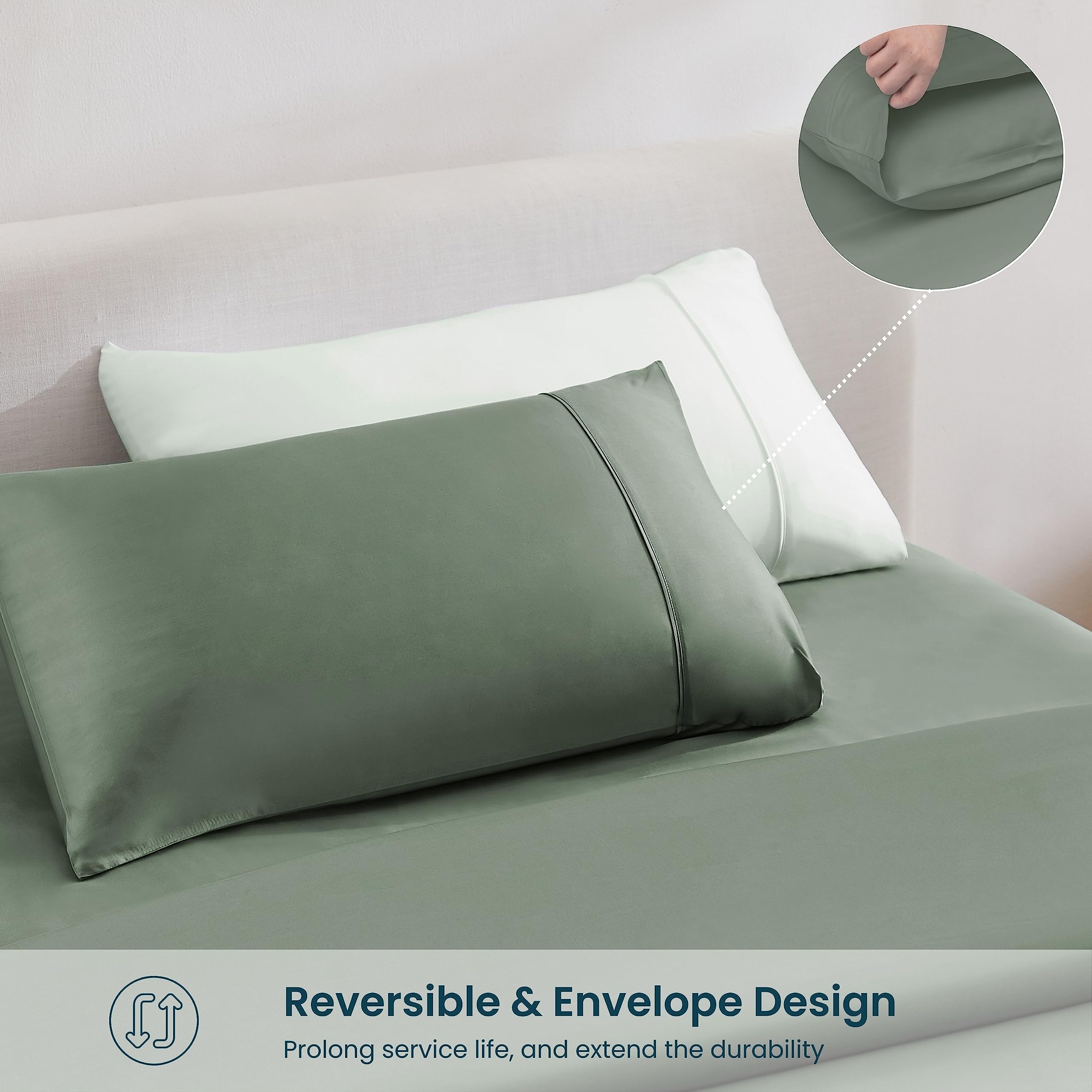 Gokotta 100% Bamboo Rayon Fitted Sheet With Pillow Cases, 300 Tc Super Soft Breathable Cooling Fitted Sheet Cal King Size With 4