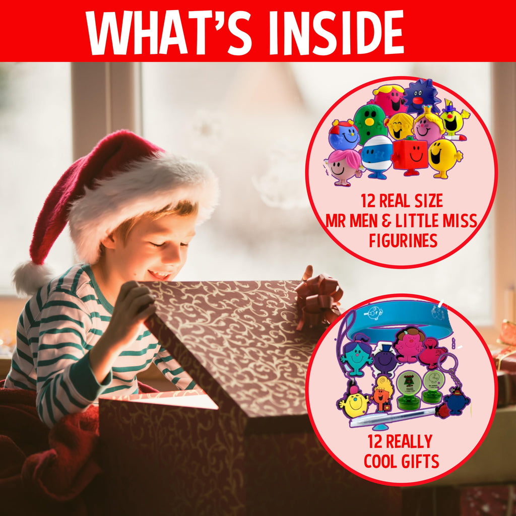 The Original Mr. Men & Little Miss Advent Calendar 2024 Collectible Cartoon Toys For Boys And Girls, 12 Figurines + 12 Cool Gift