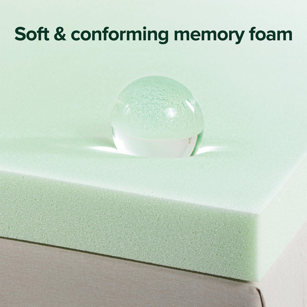 Zinus 3 Inch Green Tea Memory Foam Mattress Topper Short Queen Green