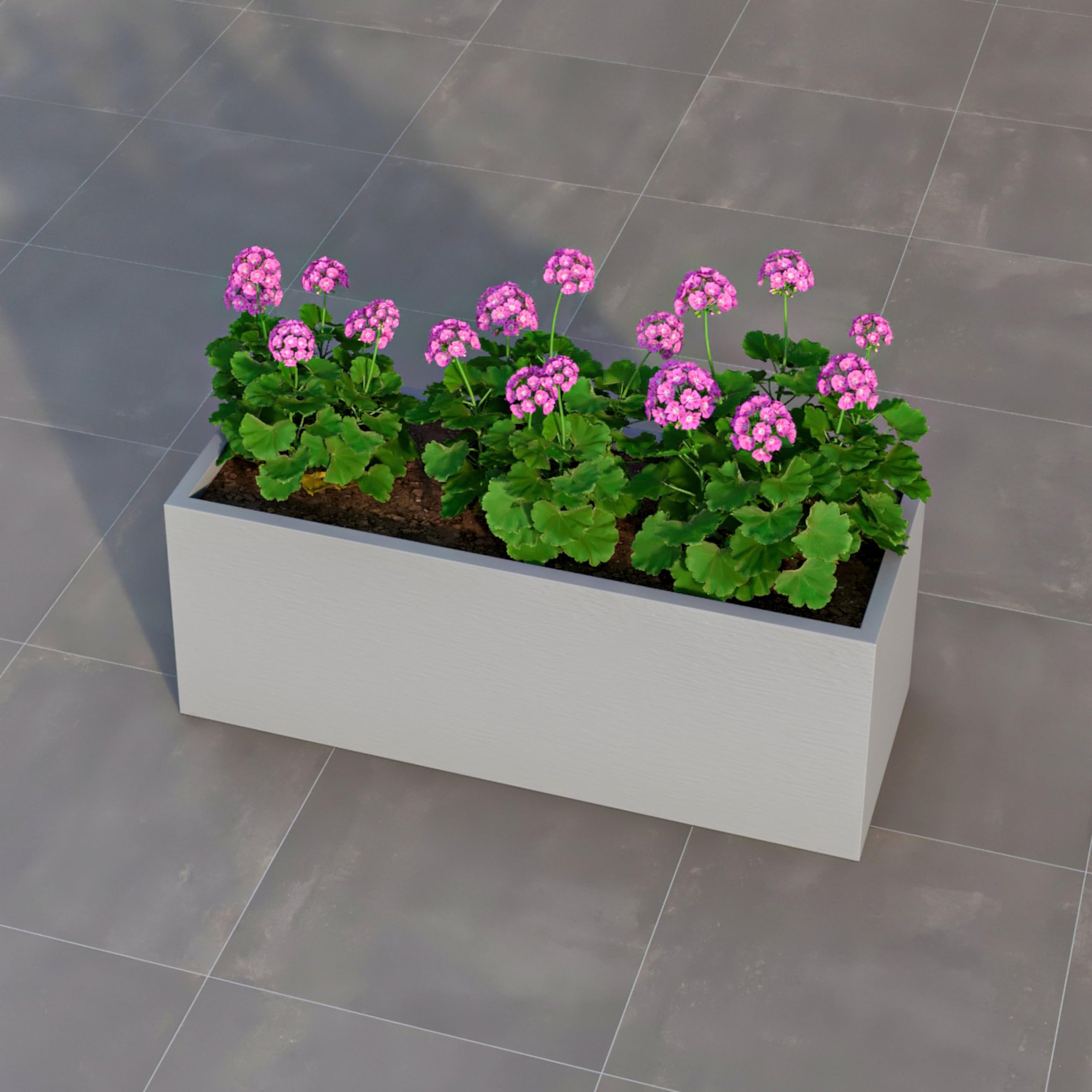 Flora Series Rectangle Poly Stone Planter in Grey 15.7 x 15.7, 35.4 Long