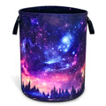 Starry Sky Forest Laundry Basket Foldable Oxford Cloth Hamper 18.9x16.5 In