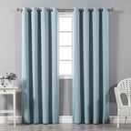 Best Home Fashion Thermal Insulated Blackout Curtains - Antique Bronze Grommet Top - Ocean- 52'' W x 96'' L - (Set of 2 Panels)