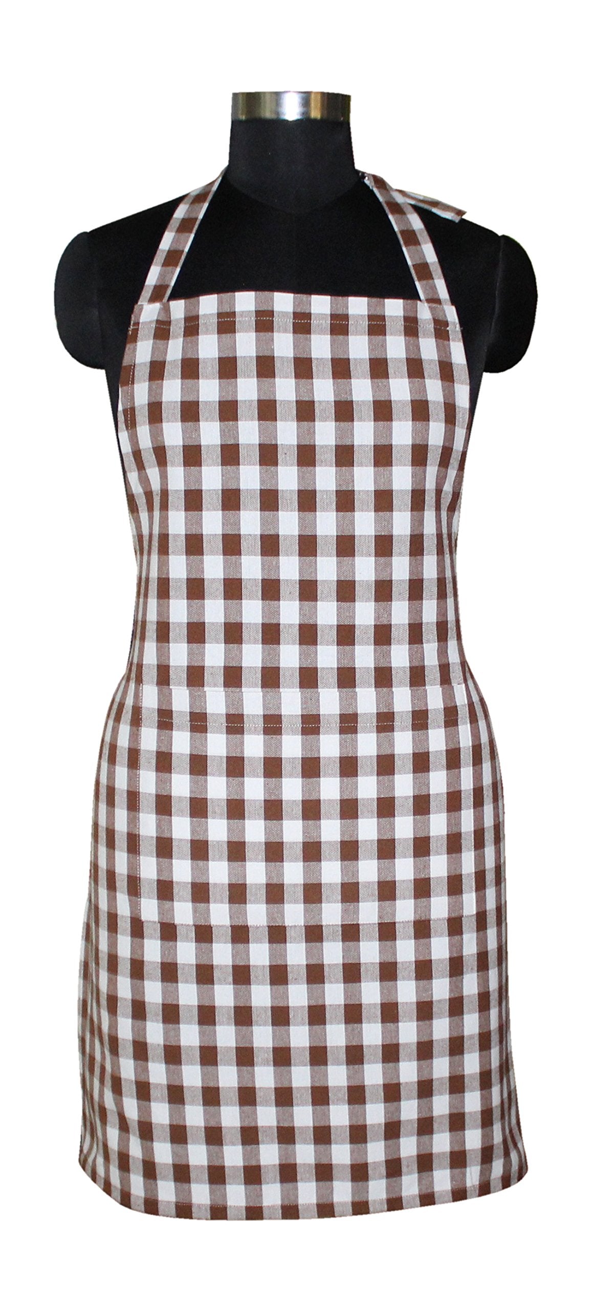 Airwill Cotton Kitchen Cooking Aprons (Gingham Brown)