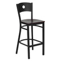 2 Pk. Black Circle Back Metal Restaurant Barstool - Black Vinyl Seat