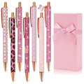 Whaline 7 Pcs Sparkly Glitter Ballpoint Pens Pink Metal Retractable Journaling Writing Pens With Gift Box Black Ink Pens For Bac