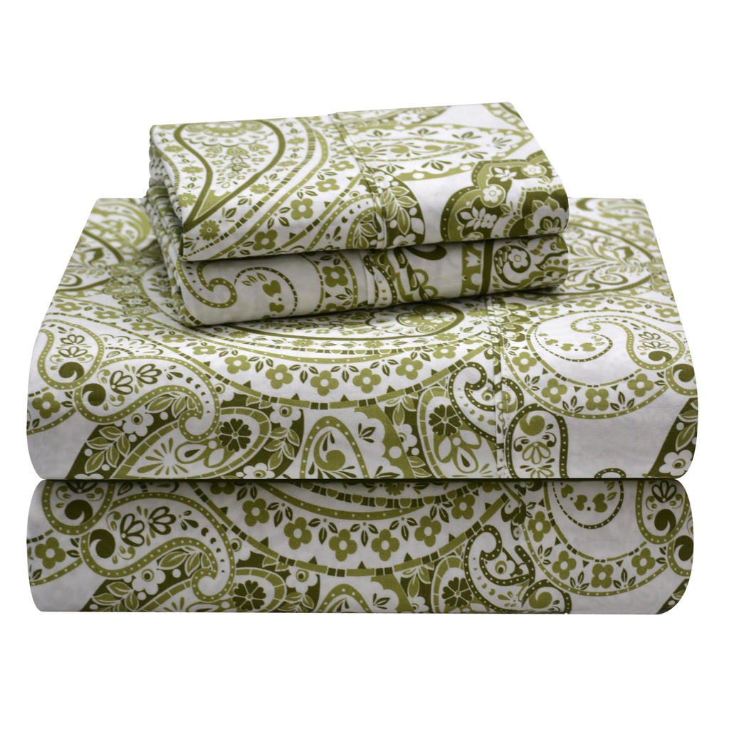 Pointehaven 100% Cotton Percale Sheets - Printed Bed Sheet & Pillowcase Sets - Soft Cotton Bed Sheets Set - Fits Mattress 18 inc