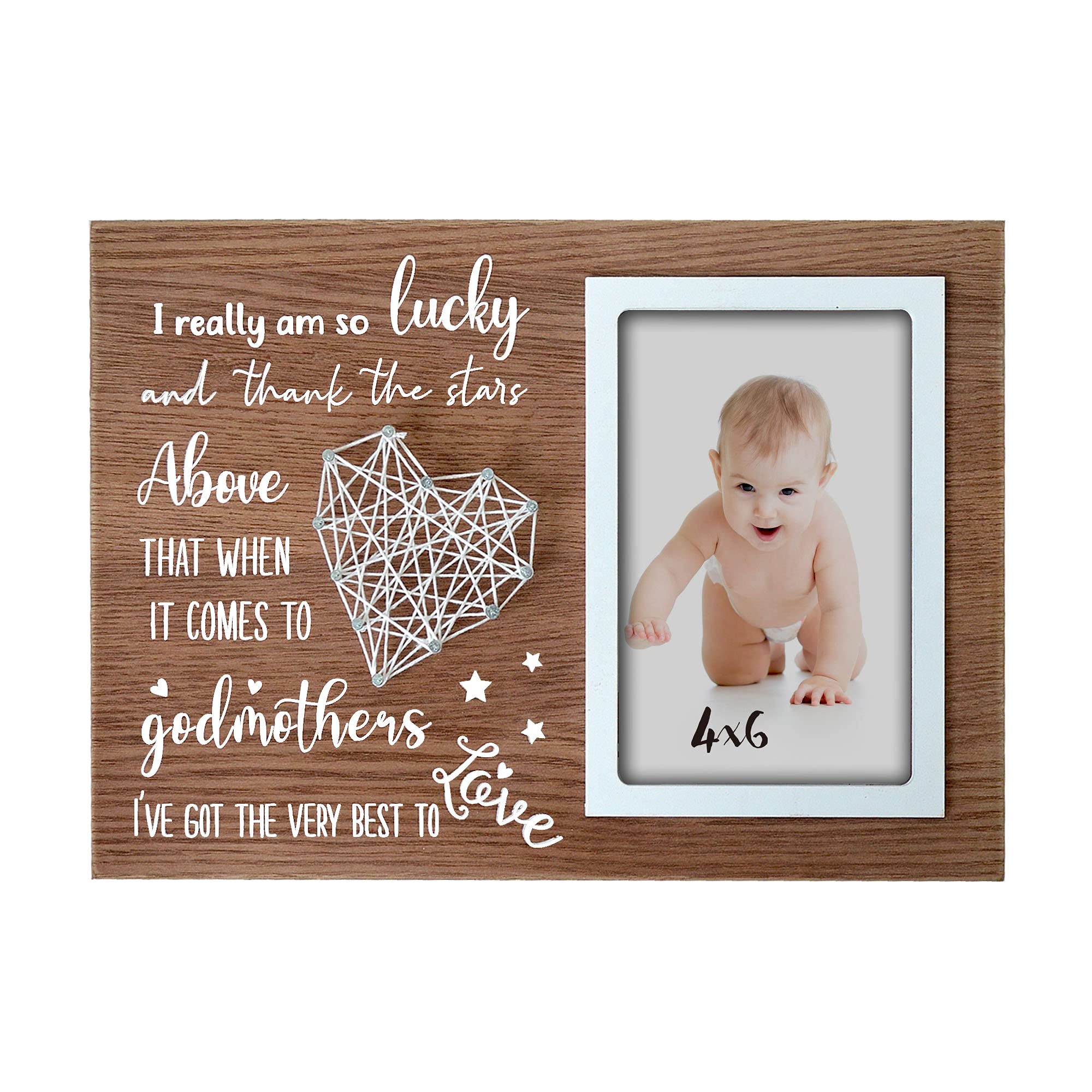 Buecasa Godmother Gifts from Godchild - Godparent Picture Frame Wood Grain with 4x6 Inches Vertical Photo- Gifts for Goddaughter