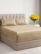 Extra Deep Pocket Full Sheets - 4 Piece Breathable & Cooling Bed Sheets - Hotel Luxury Bed Sheet Set - Soft, Wrinkle Free & Comfy - Easily Fits Extra Deep Mattresses - Deep Pocket Heathered Tan Sheets