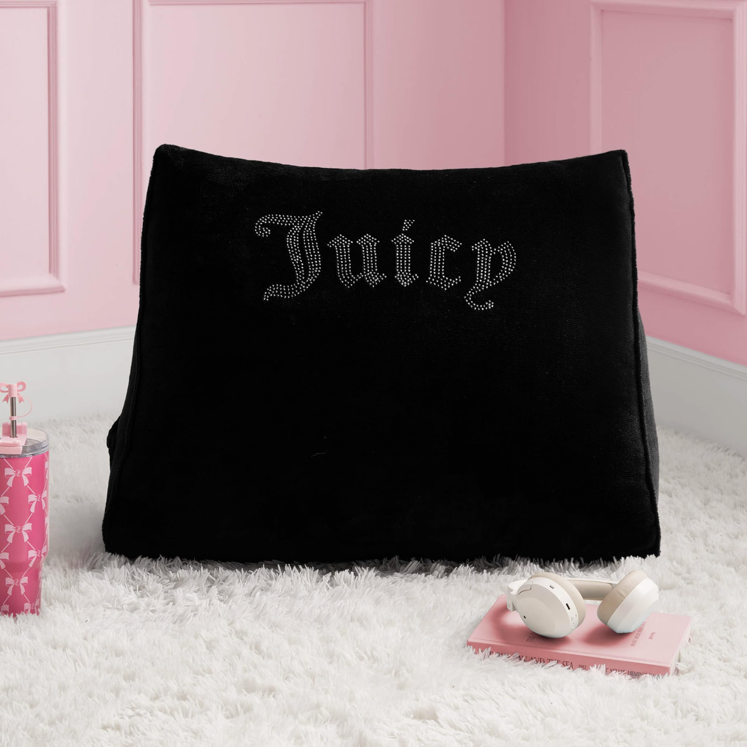 Juicy Couture Rhinestone Wedge 24 x 18 Pillow, Black