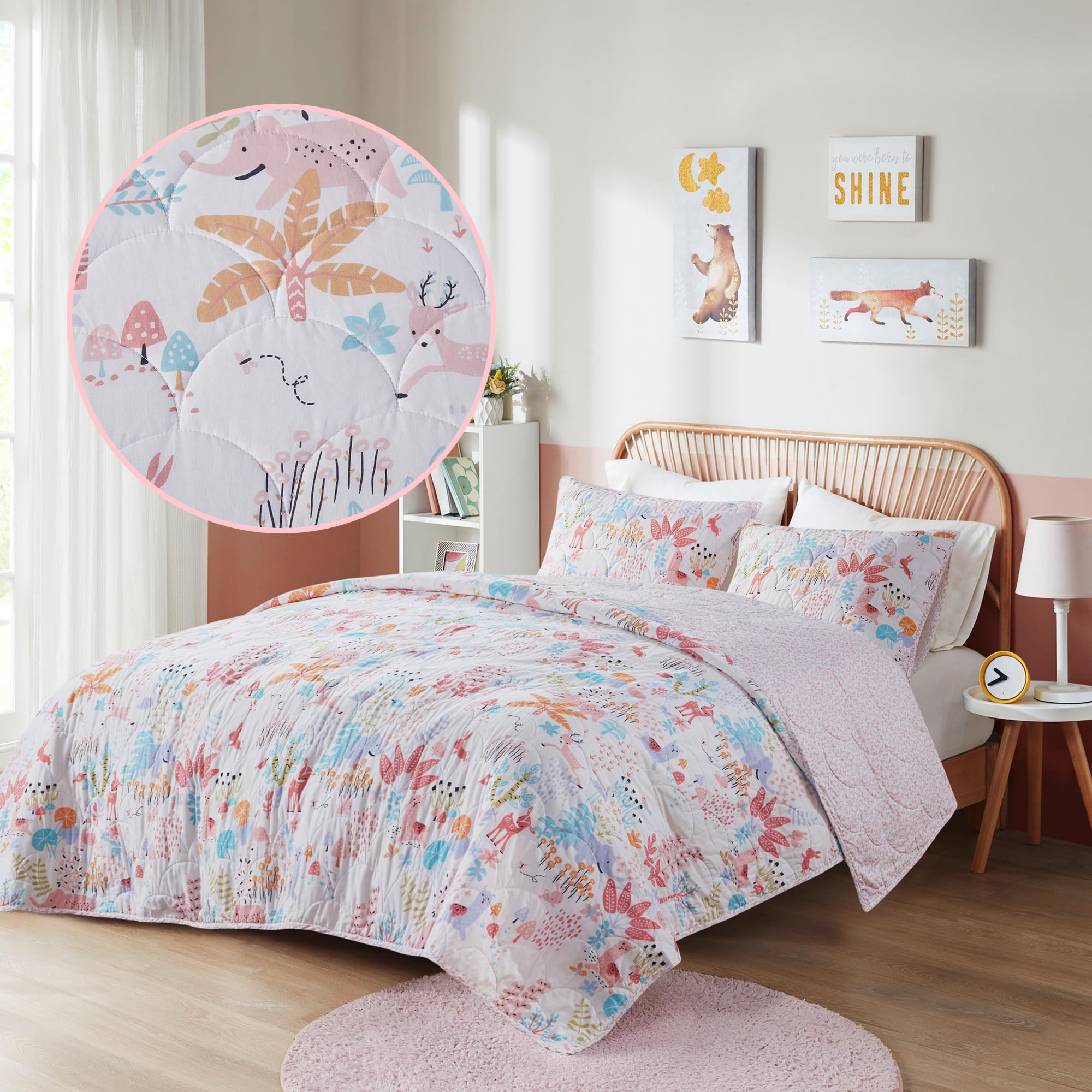 Urban Habitat Kids Queen Bedding Set Quilt Sets For Girls Reversible Queen Coverlet Cotton Coverlet All Season Lightweight & Bre