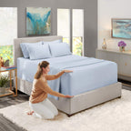 Nestl Extra Deep Pocket Split King Sheet Set - 7 Pc Soft Microfiber Split King Sheet Sets Deep Pocket - Fade Resistant Bedding Sheets & Pillowcases - Split King, Ice Blue