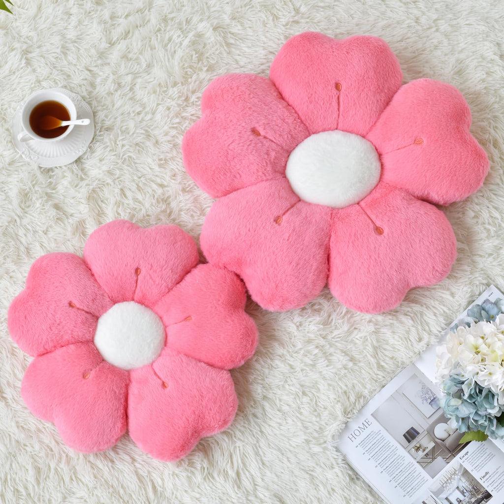 Ddliury Flower Pillow, Flower Shaped Pillow Decorative Throw Pillows For Bed Couch, Cute Daisy Pillow Dorm Decor Floor Seating Cushion (Hot Pink, 19.6 Inches)