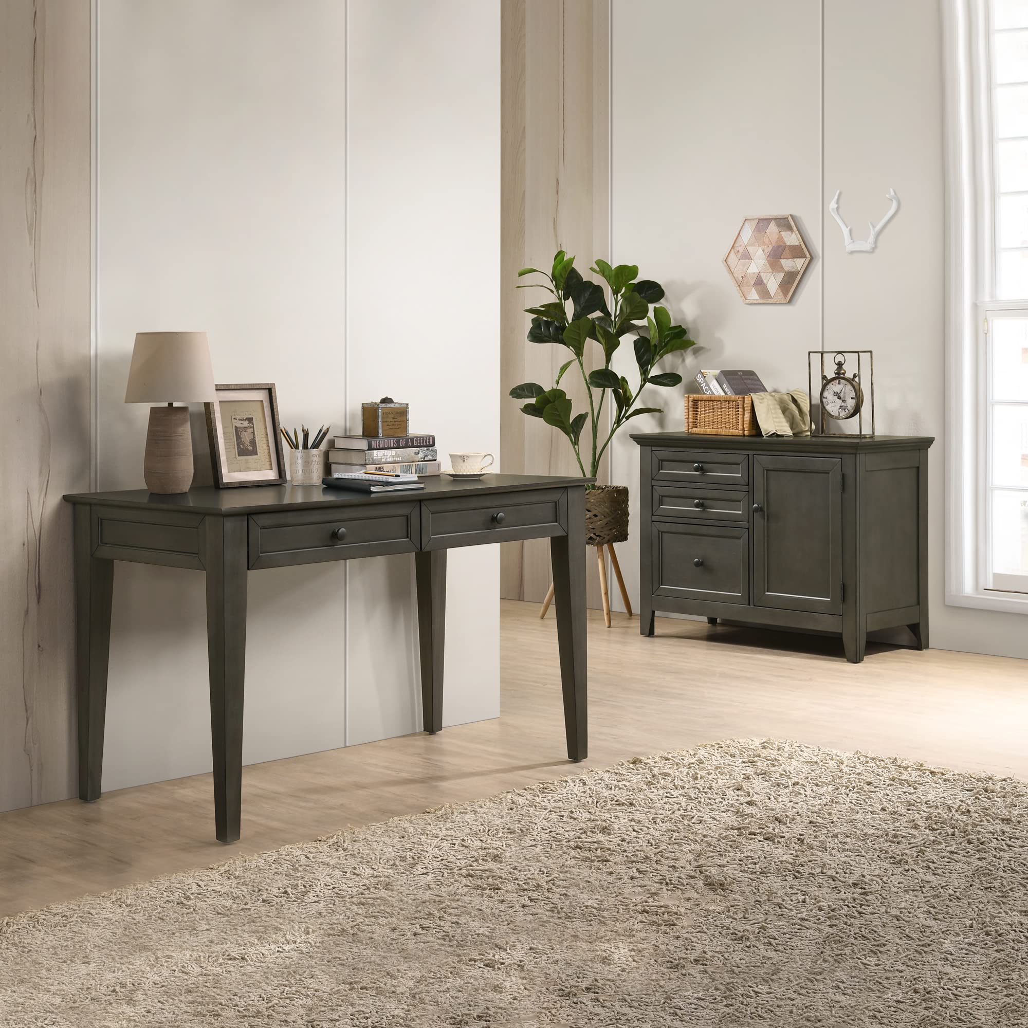 Intercon San Mateo Home Office 50" Wide Writing Desk with 2 Drawers, Gray