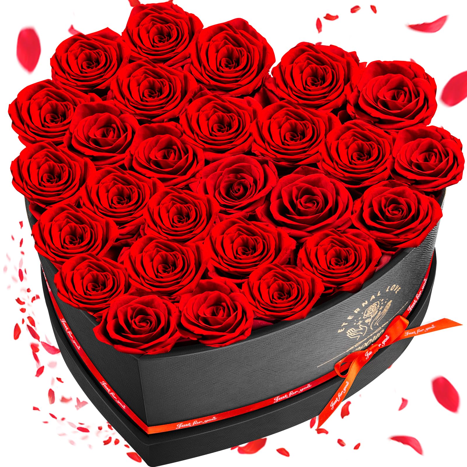 Impouo Preserved Rose in Heart Shape Box, 27 Forever Flowers, Eternal Roses, Birthday Gifts for Women, Wife, Her, Mothers Day -