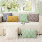 Decoruhome Spring Throw Pillow Covers 12X20 Inch Set Of 2, Soft Plush Faux Fur Wool Lumbar Sage Green Couch Pillow Covers, Decorative Pillow Cases For Bed Sofa Living Room Home Decor