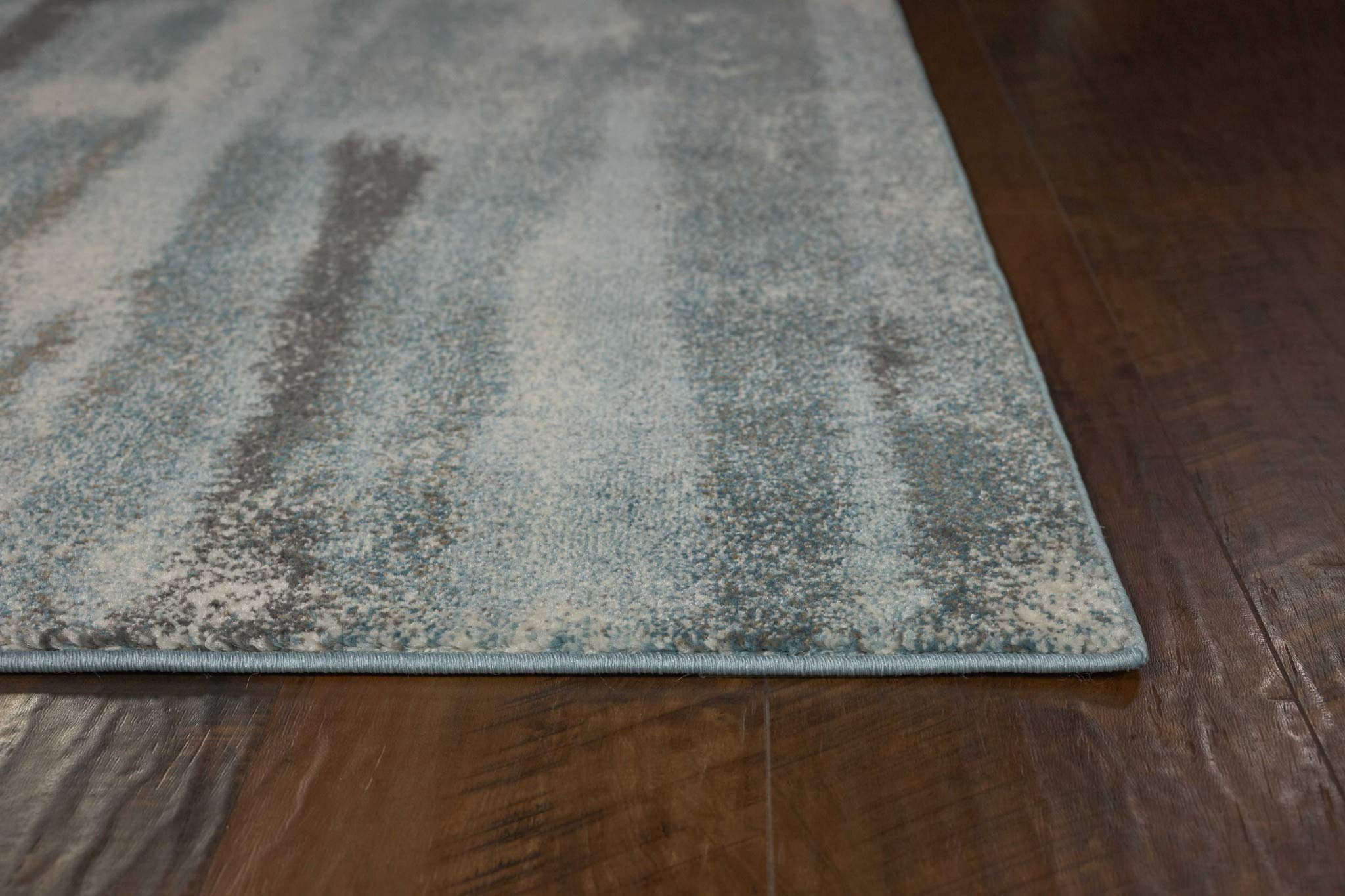 HomeRoots Polypropylene 5' x 8' Teal Abstract Brushstrokes Indoor Area Rug
