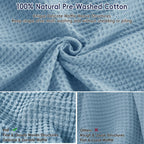 Phf 100% Cotton Waffle Weave Blanket Oversized King Size 120'X 120'- Lightweight Washed Soft Breathable Huge Blanket- Extra Large Big Blanket For Couch Bed Sofa- Aesthetic Home Decoration - Dusty Blue
