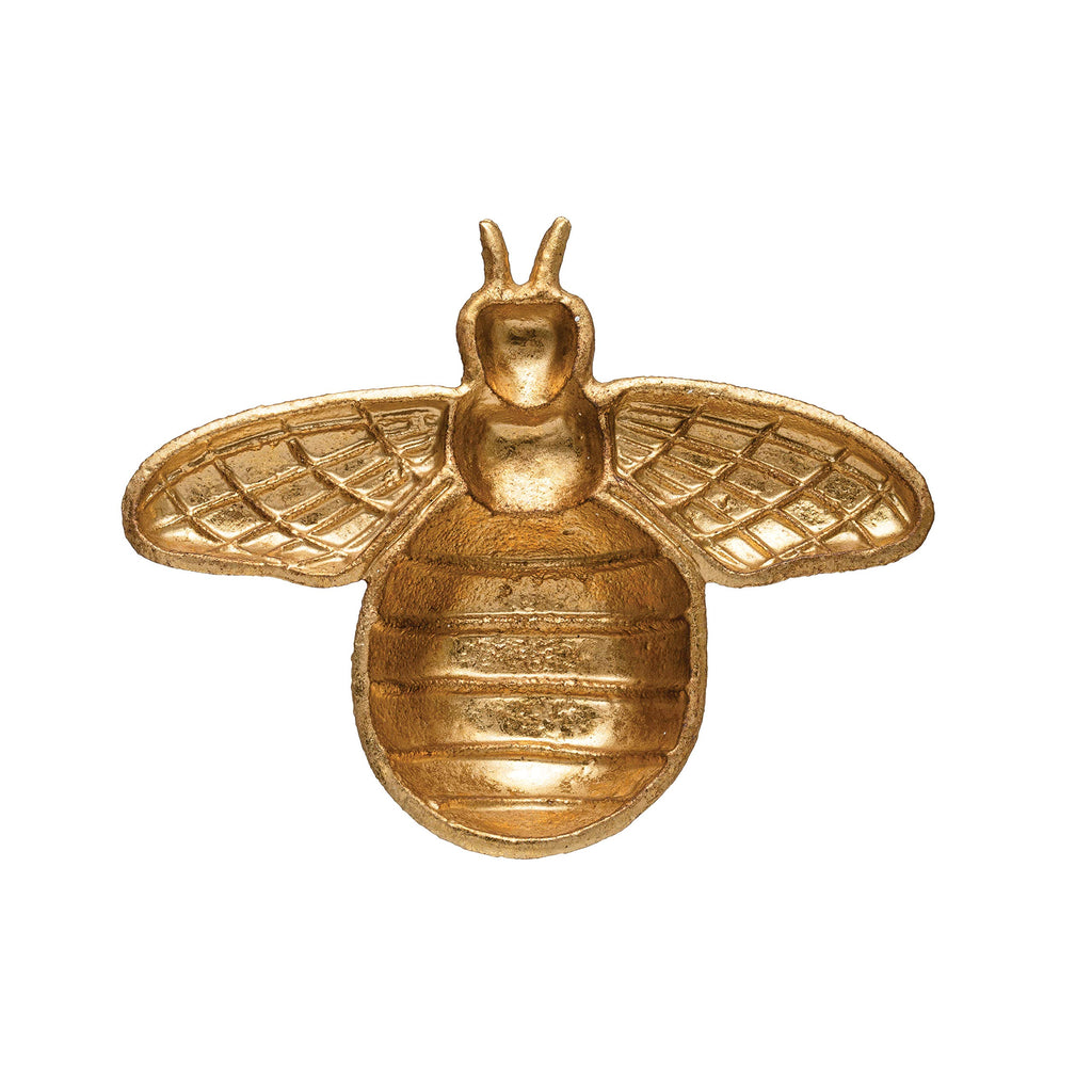Creative Co-Op Decorative Cast Iron Gold Bee Shaped Dish