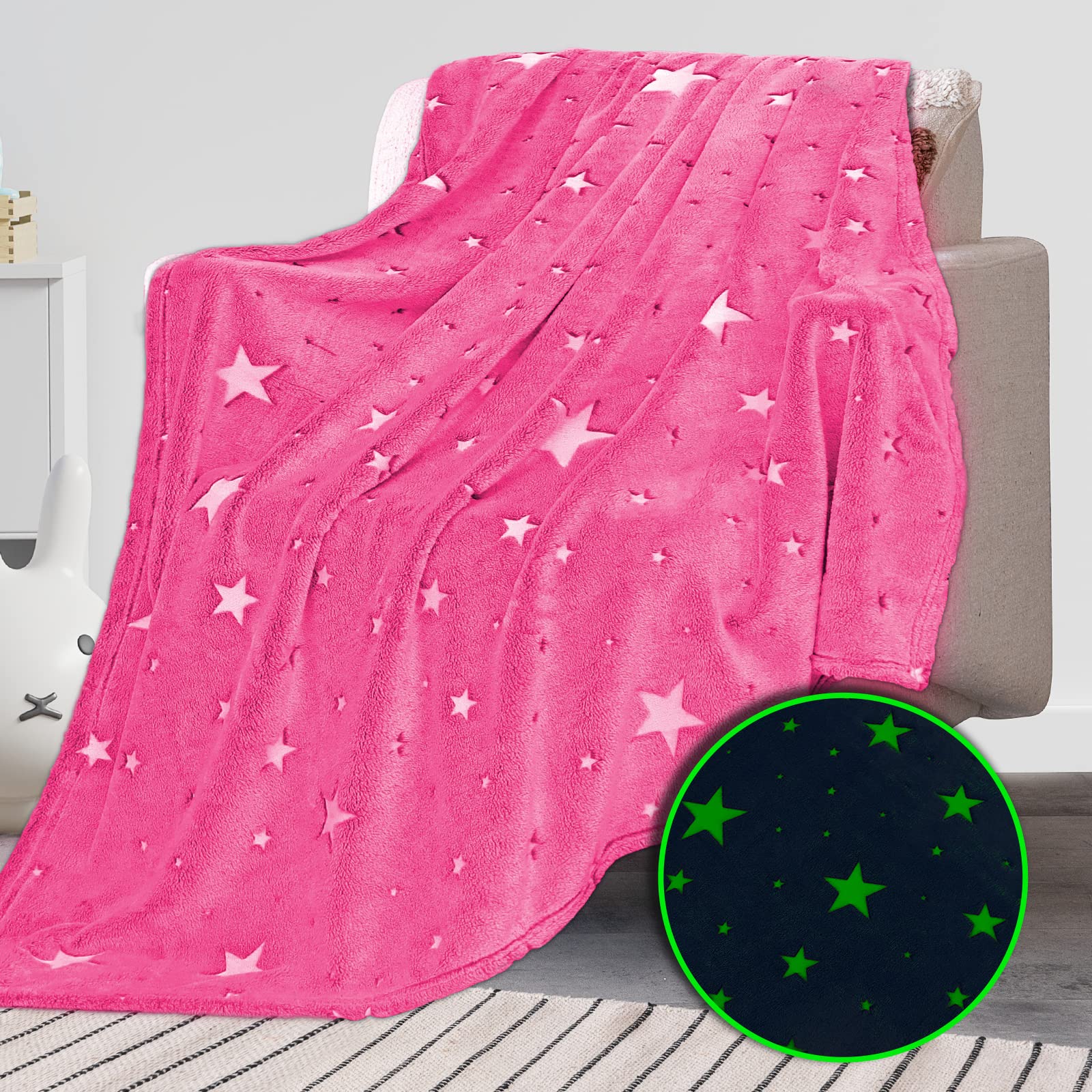 Rexeo Throw Blanket Soft Fleece Blankets Pink Blanket Cute Bed 60 * 80 Inch