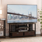 Furinno Jaya Large Stand For Up To 50-Inch Tv, Columbia Walnut/Black/Dark Brown