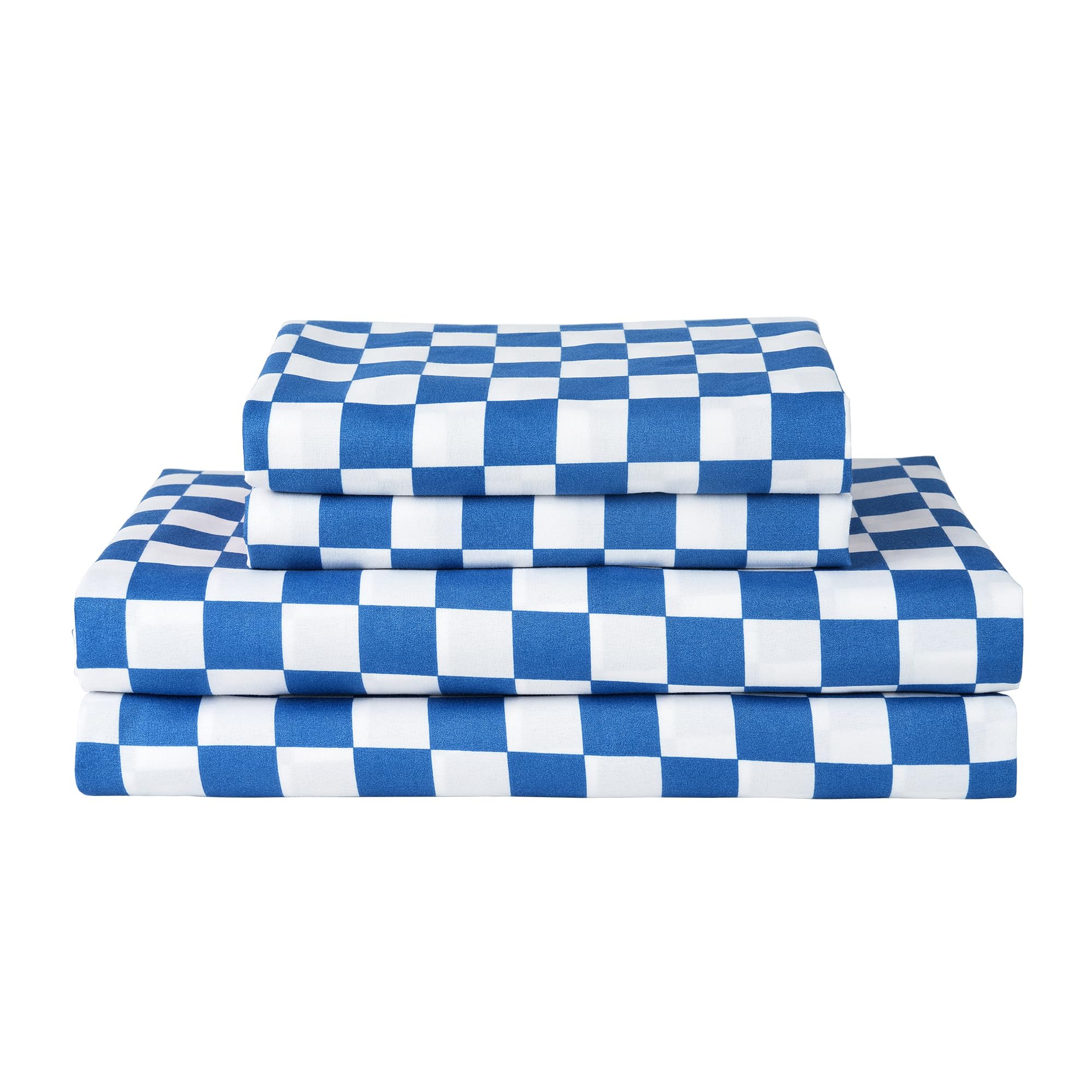 Bed Sheet Set 3 Piece -Twin Size-Soft Durable Microfiber Bedding Sheet Set,Deep Pocket,Stain,Fade & Wrinkle Resistant Blue And W