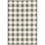 HomeRoots Grey Polypropylene 2’x4’ Gray and Ivory Gingham Indoor Outdoor Area Rug