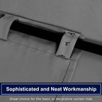 Hiasan Grey Back Tab Blackout Curtains 2 Panels, Rod Pocket Gray Curtains For Bedroom, Room Darkening Curtains For Living Room,