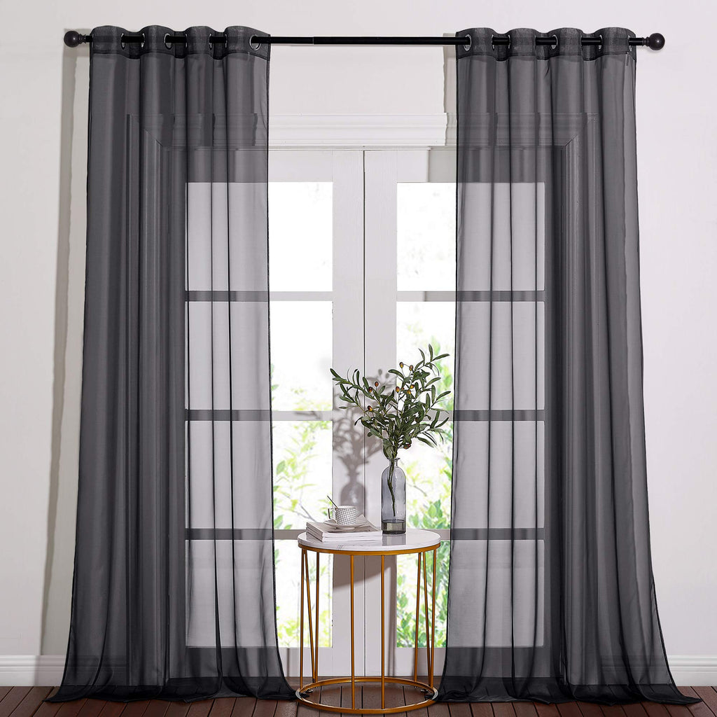 Nicetown 96' Long Sheer Curtains - Nickel Grommet Top Lighter Weight Airy Window Voile Panel Decorations For Living Room (W54 I