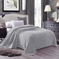 Exclusivo Mezcla Twin Size Flannel Fleece Velvet Plush Bed Blanket As Bedspread, Coverlet, Bed Cover (60X80 Inches, Light Grey)