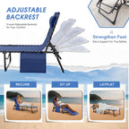 Flamaker Foldable Chaise Lounge Chair 5-Position Adjustable, Tanning Chair With Side Pocket, Outdoor Sunbathing For Pool, Beach, Patio, Lawn, Indoor Recliner Chair For Napping(Blue, 1 Pcs)
