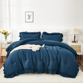 Andency Navy Blue Comforter Set King Size, 3 Pieces Boho Lightweight All Season Solid Bedding Comforters & Sets, Double Women Me