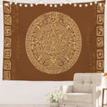 Batmerry Mayan American Aztec Tapestry, Ancient Aztec Calendar Picnic Mat Hippie Trippy Tapestry Wall Art Meditation Decor For B