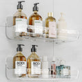 Kawfle Adhesive Shower Caddy, 2 Pack Acrylic Bathroom Shelves, No Drill Wall Mount Organizer Storage Shelf